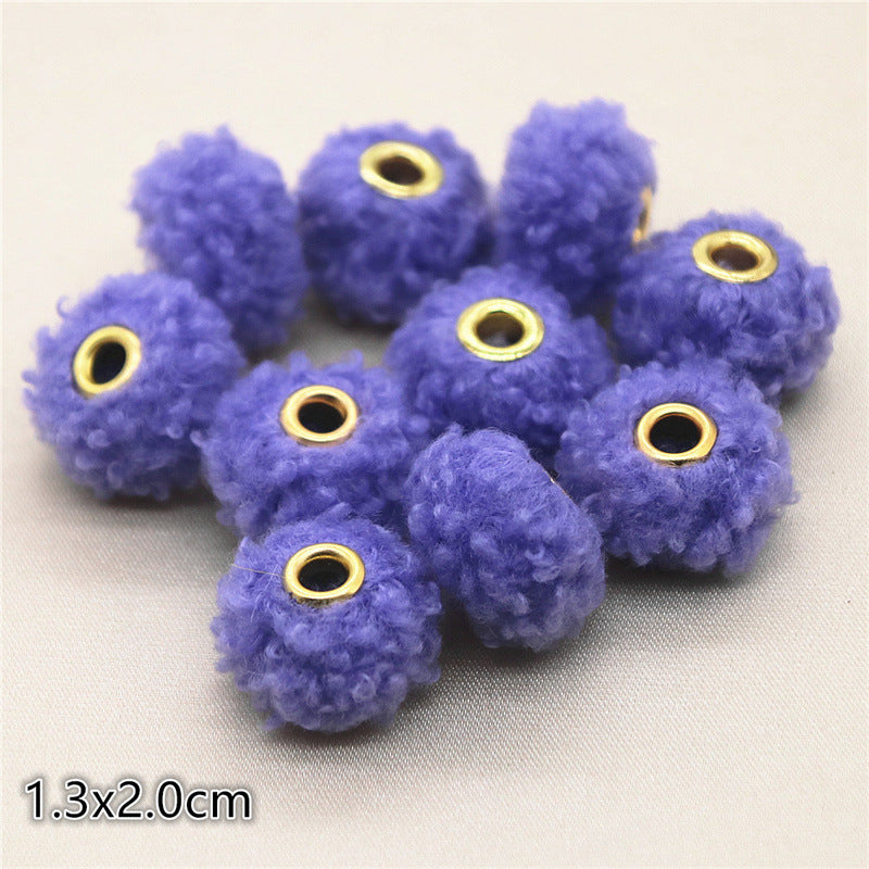 Wholesale 10PCS Straight Hole Teddy Fur Ball Beads Loose Beads Fabric Accessories